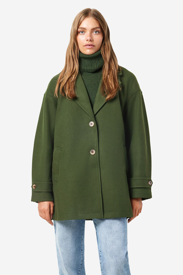 Noisy May Short coat with lapels green