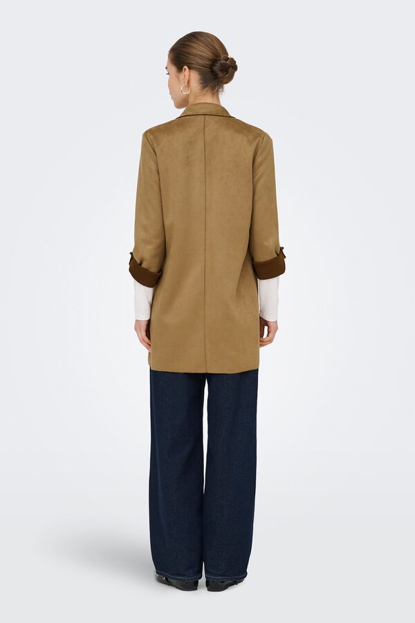 Only Midi faux suede coat nude