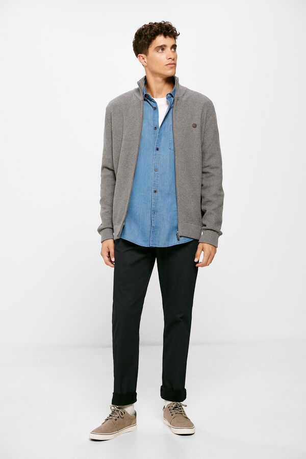 Springfield Cardigan fermeture zipp&eacute;e structure fantaisie gris