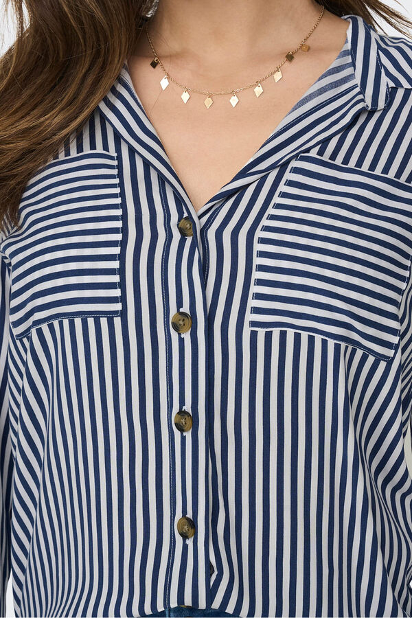 Only Striped shirt with front pockets blue