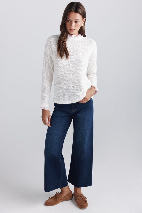 Springfield Cervantes neck fine knit jumper white