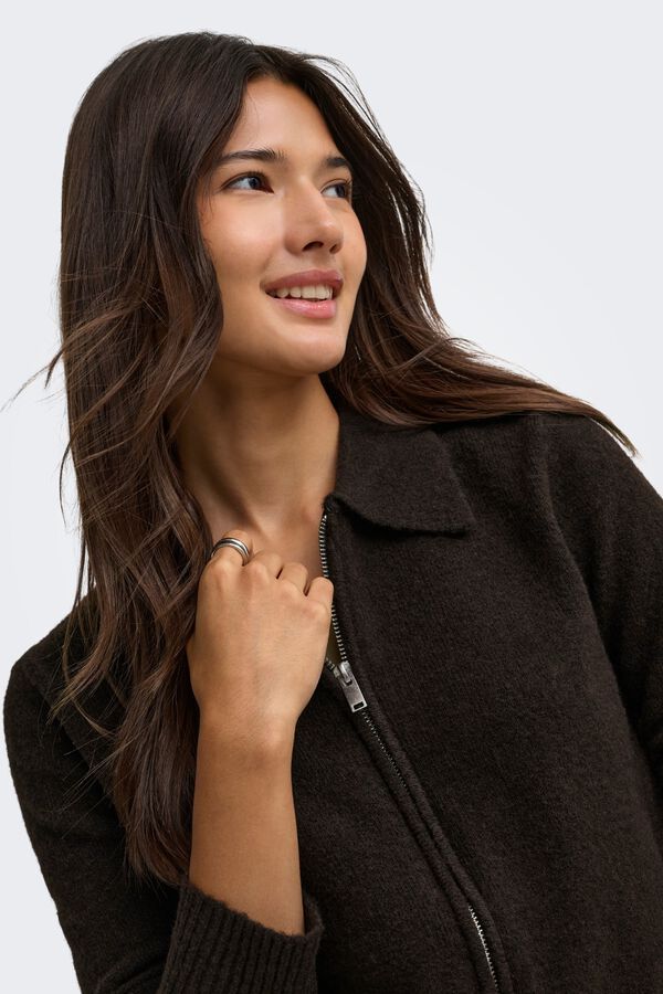 Only Zip fastening cardigan nude