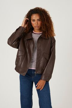 Brave Soul Chaqueta biker oversize efecto piel