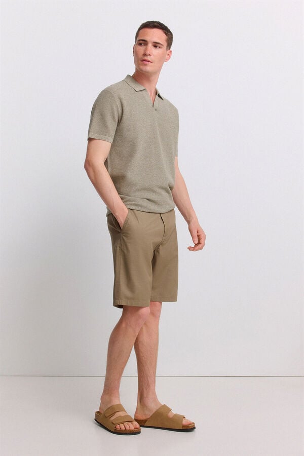Springfield Wide & relaxed fit technical Bermuda shorts beige