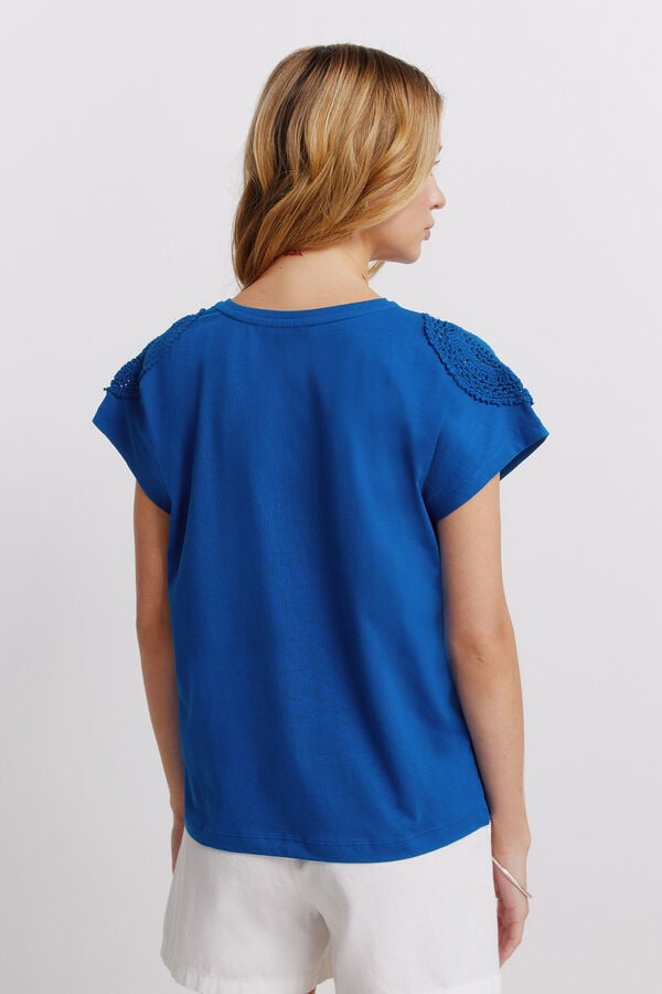 Springfield Crochet shoulder T-shirt blue