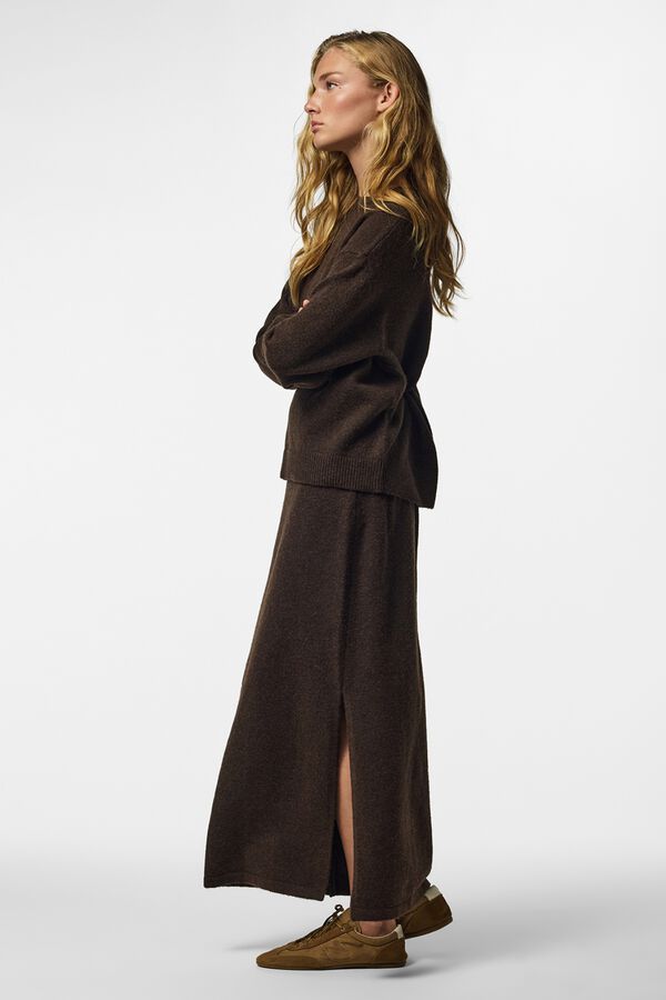 Pieces Knit long skirt brown