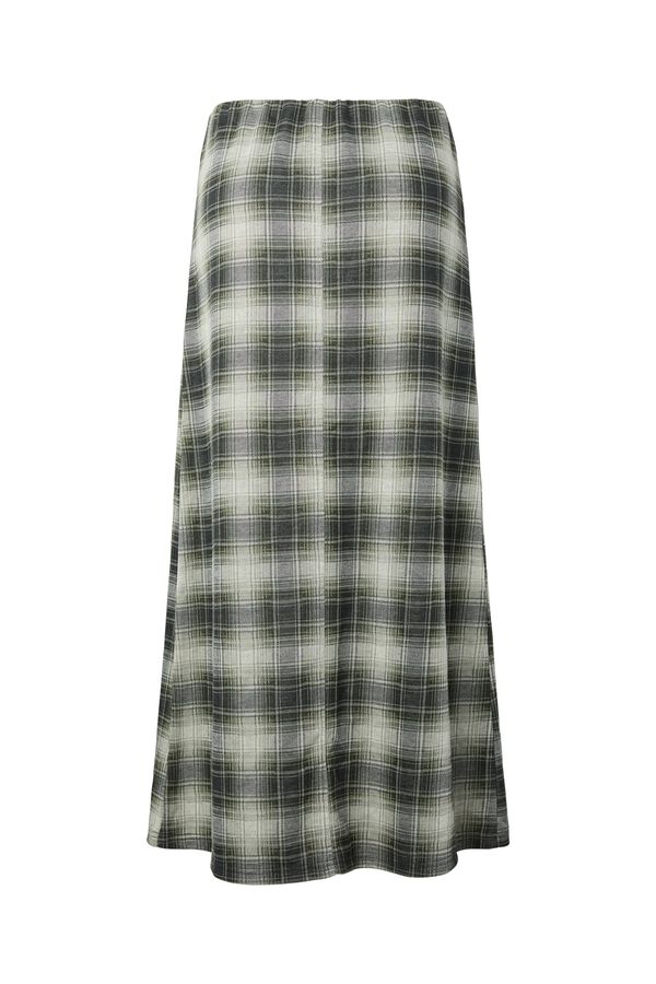 Pieces Plaid long skirt green
