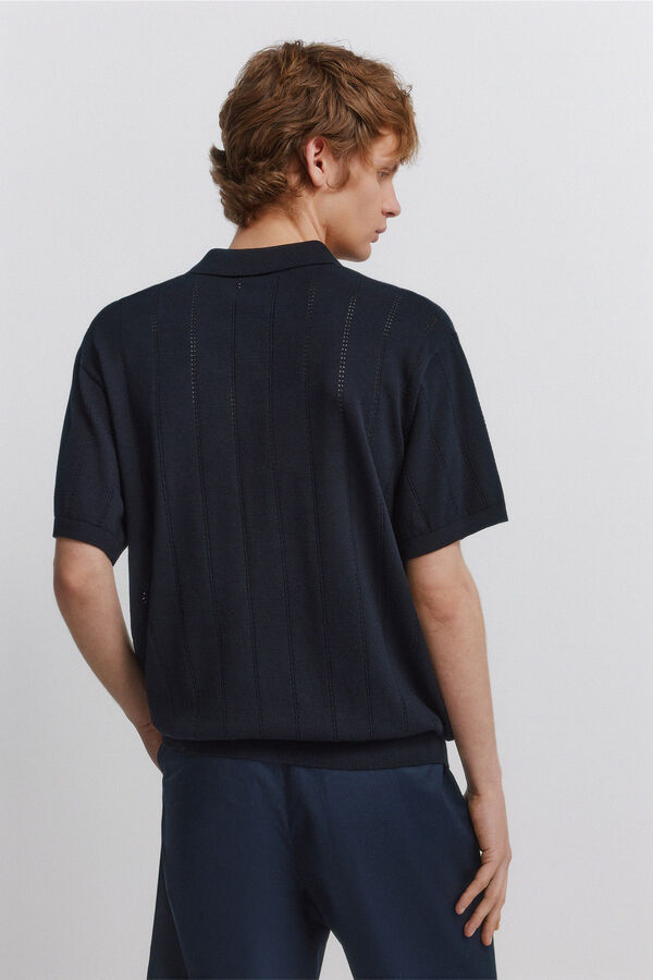 Springfield Openwork detail polo shirt blue