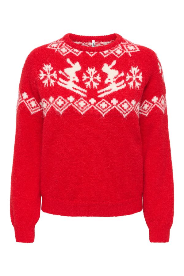 Only Camisola de Natal de gola redonda vermelho