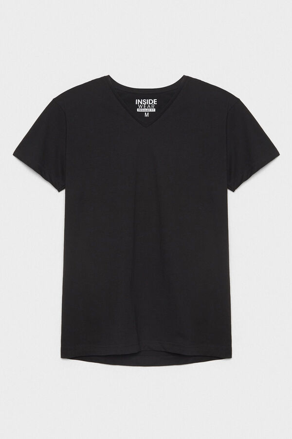 Springfield T-shirt Básica Decote em Bico preto