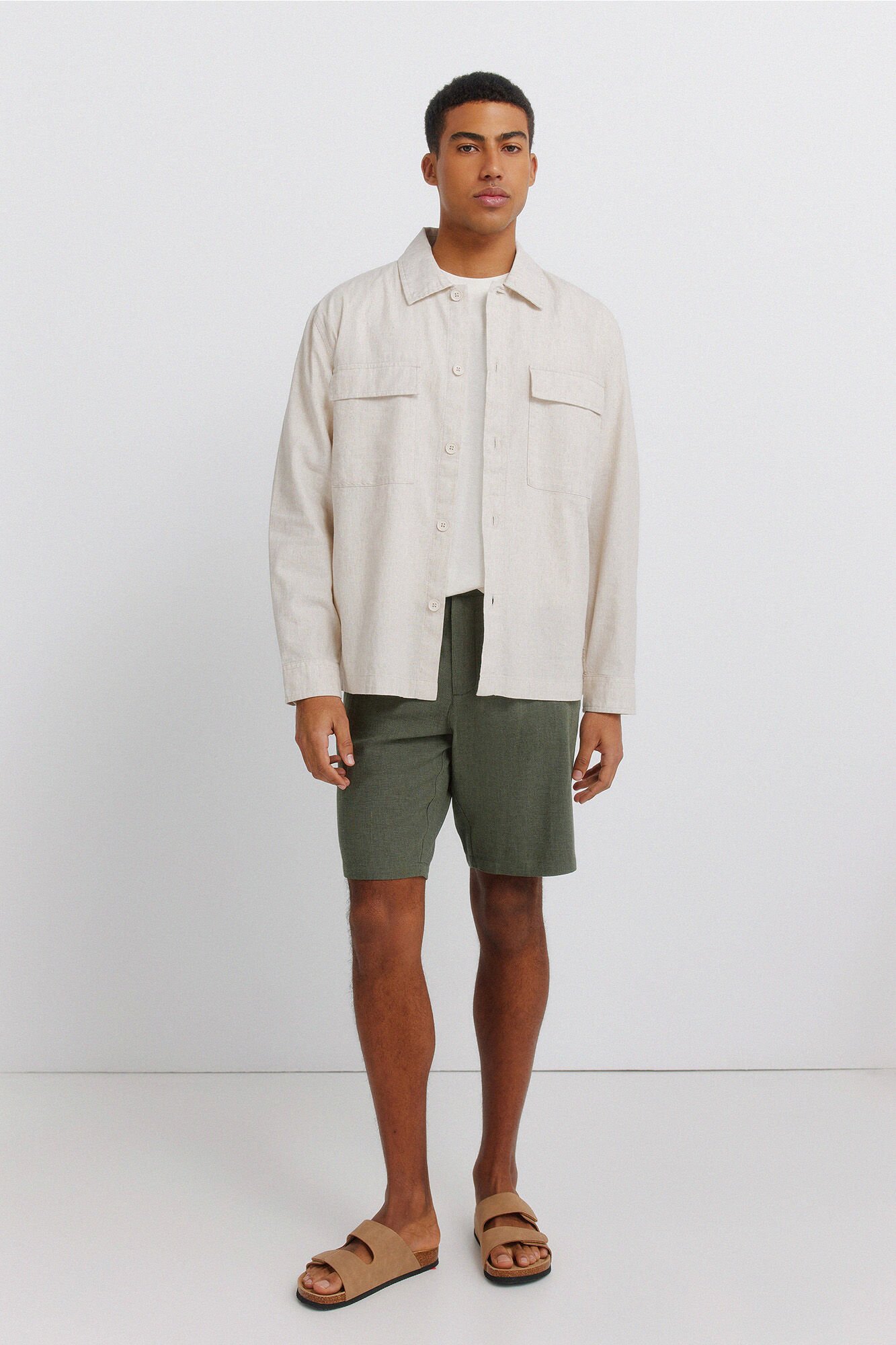 Springfield Dobby linen comfort fit Bermuda shorts