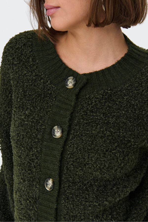 JDY Casaco de malha com fecho de bot&atilde;o verde