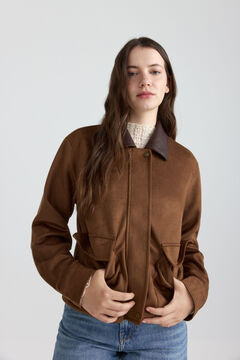 Springfield Faux suede jacket with front pockets