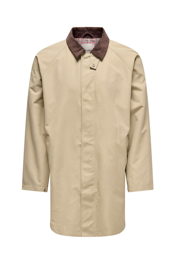 Only & Sons Abrigo con cuello pana beige