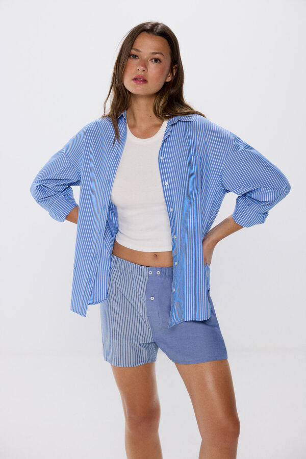 Springfield Chemise oversize en coton  bleu indigo