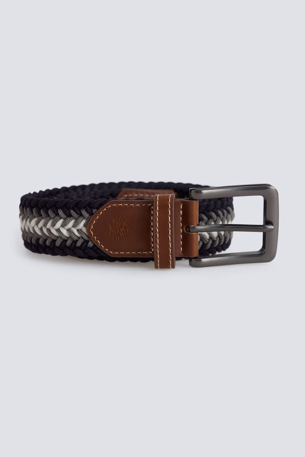Springfield Striped braided belt blue
