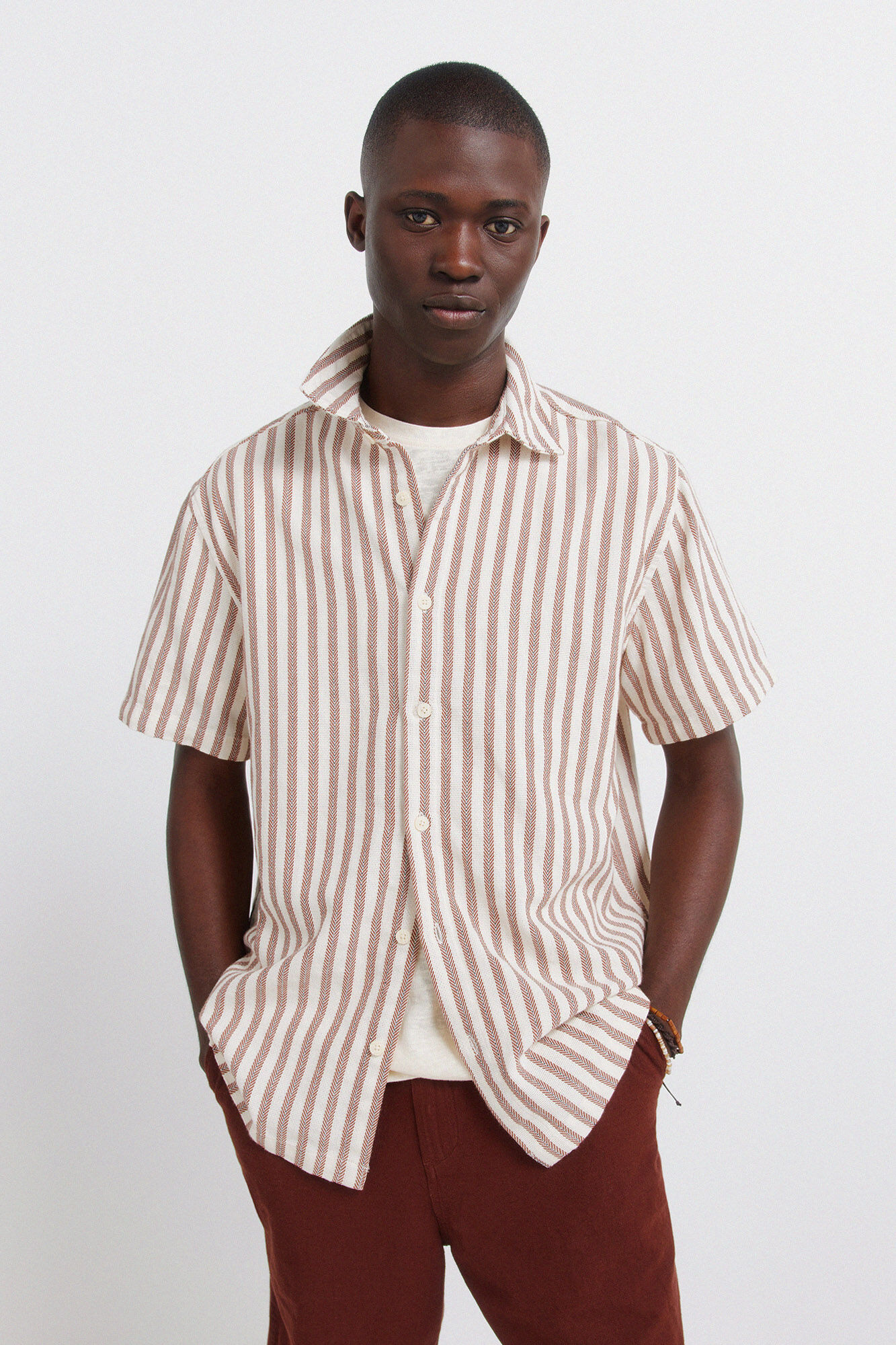 Springfield Striped rustic short sleeve shirt