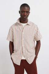 Springfield Striped rustic short sleeve shirt red