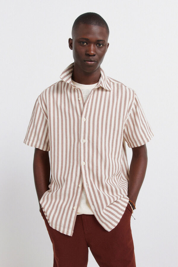 Springfield Striped rustic short sleeve shirt red