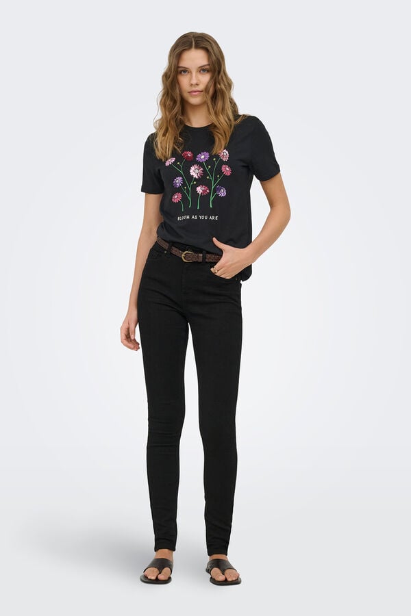 Only Camiseta estampado frontal negro