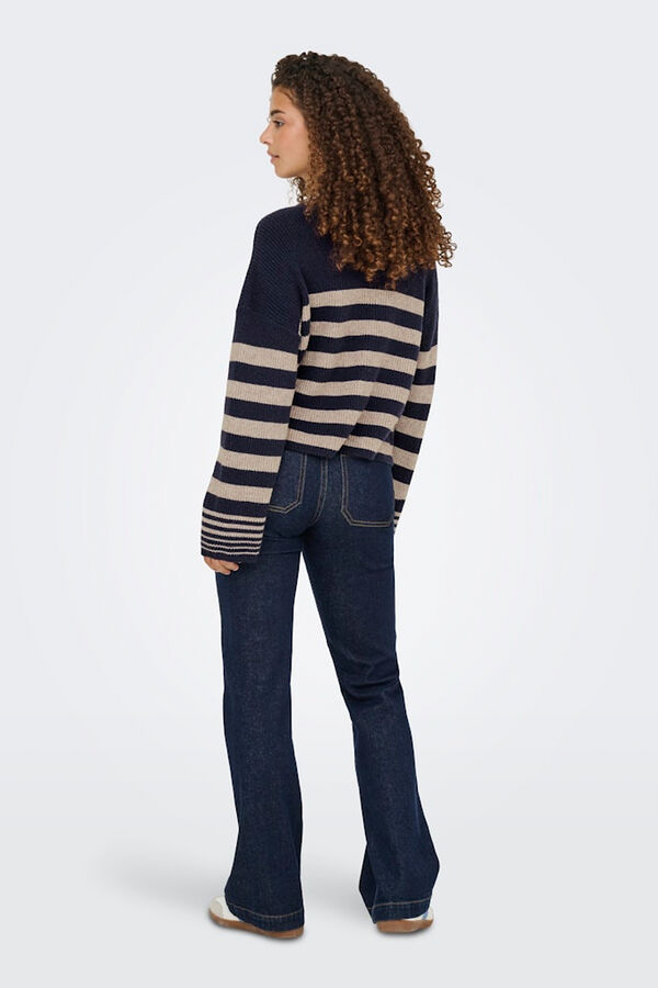 Only Jersey de rayas cuello redondo azul