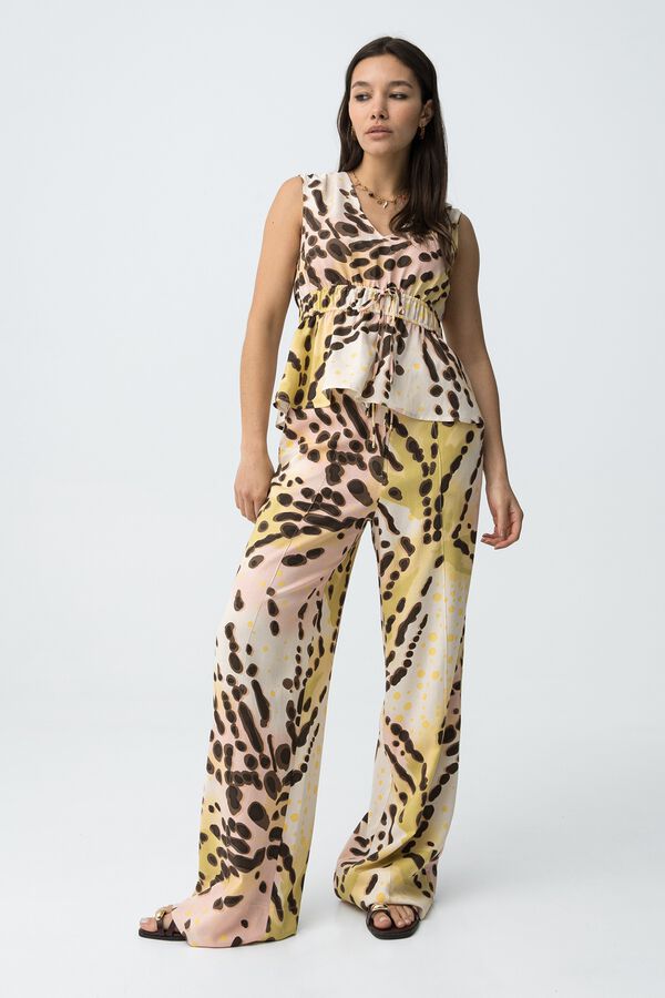 Tiffosi Pantalones wide leg estampados blanco