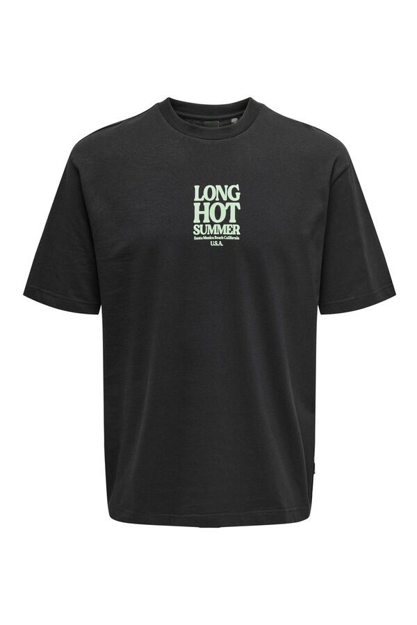 Springfield Slogan T-shirt with short sleeves crna
