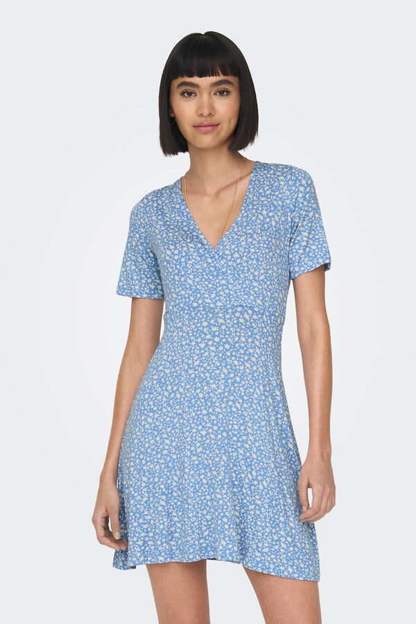 Springfield Short V-neck dress bluish