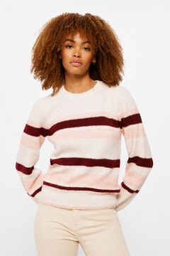 Springfield Striped Color Block Lurex Sweater rosa