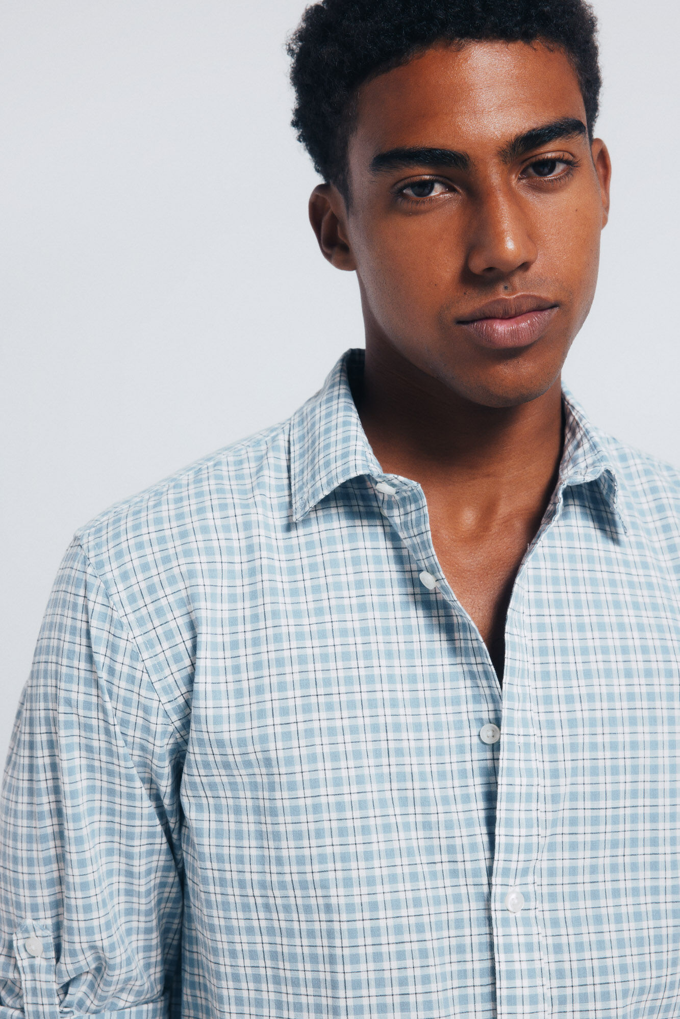 Springfield Slub cotton plaid shirt