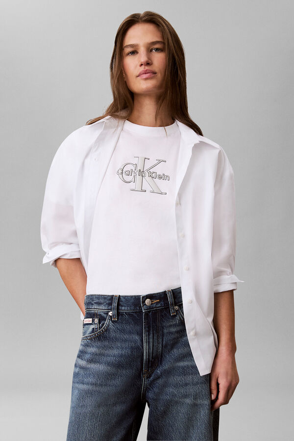CK Jeans Short sleeve T-shirt logo blanc