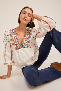Springfield Boho embroidery blouse brown