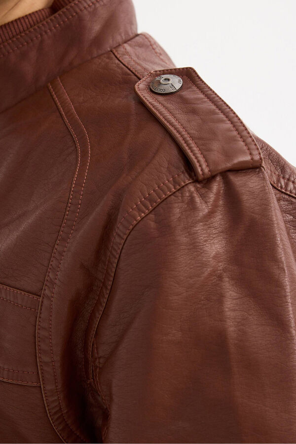 Inside Faux leather Jacket Braon