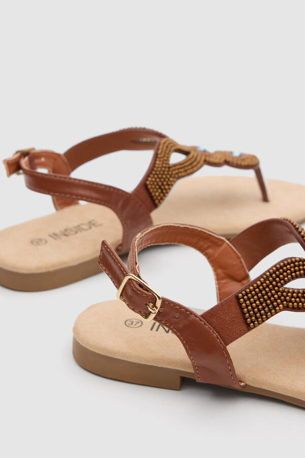 Springfield Ethnic studded strappy thong sandal brown
