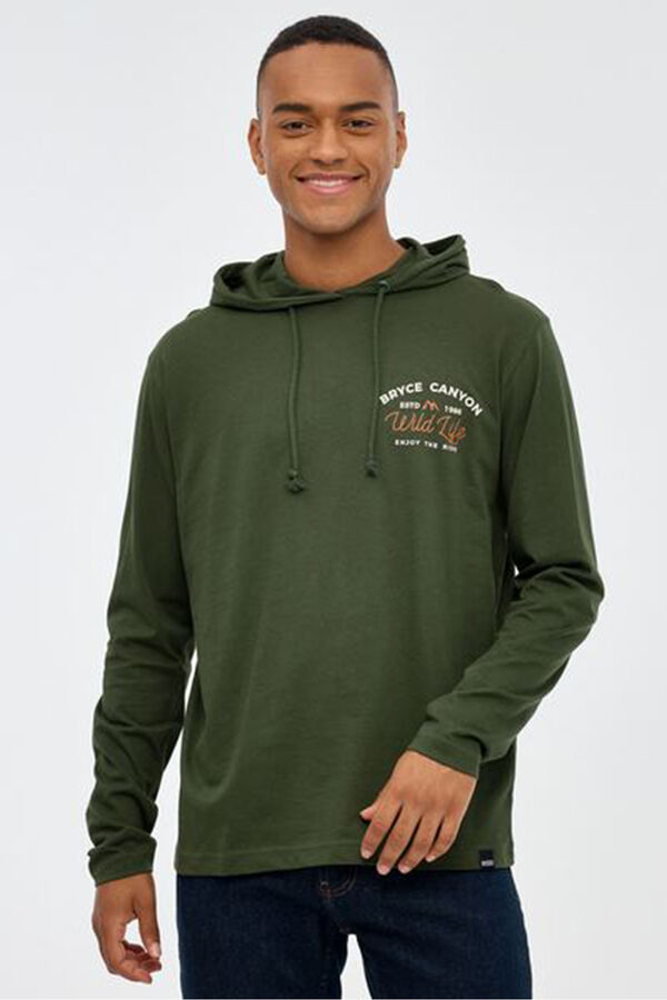 Inside T-shirt com capuz estampado verde