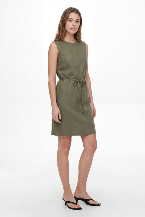 Pieces Linen sleeveless short dress vert