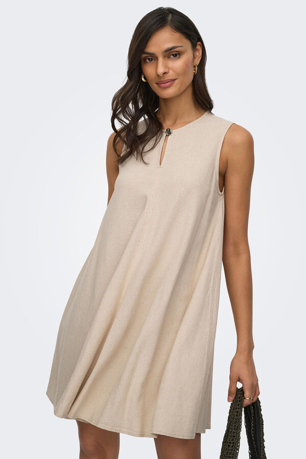 JDY Vestido corto lino gris
