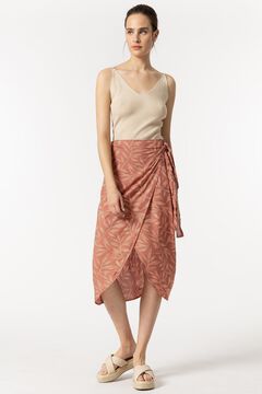 Springfield Midi Wrap Skirt with Printed Knot red