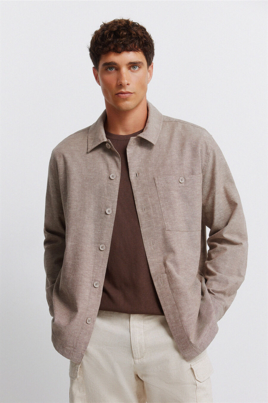 Sobrecamisa lino bolsillo