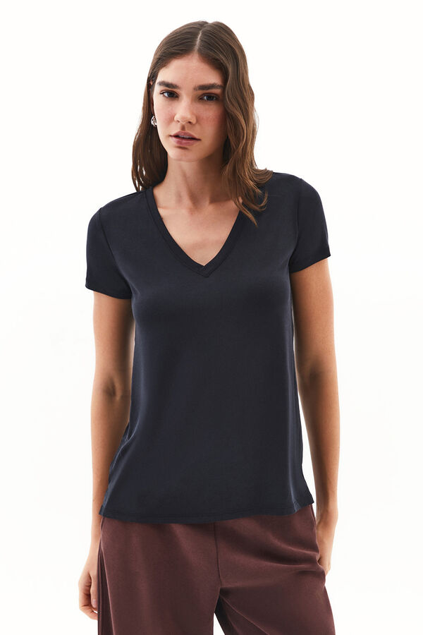 Oxxo T-shirt de gola em bico preto