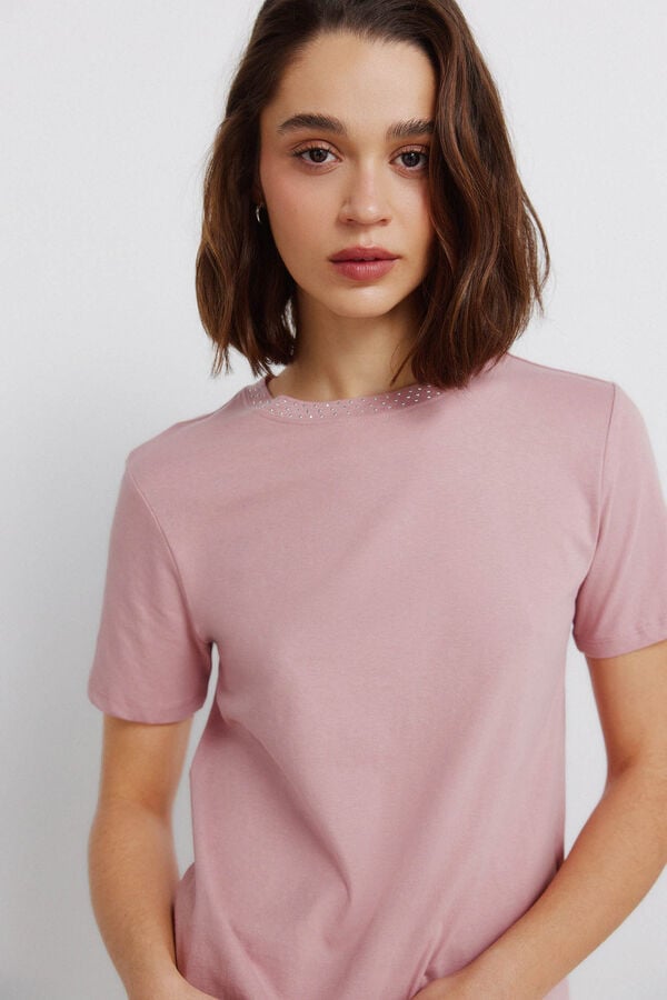 Springfield Studded short sleeve T-shirt pink