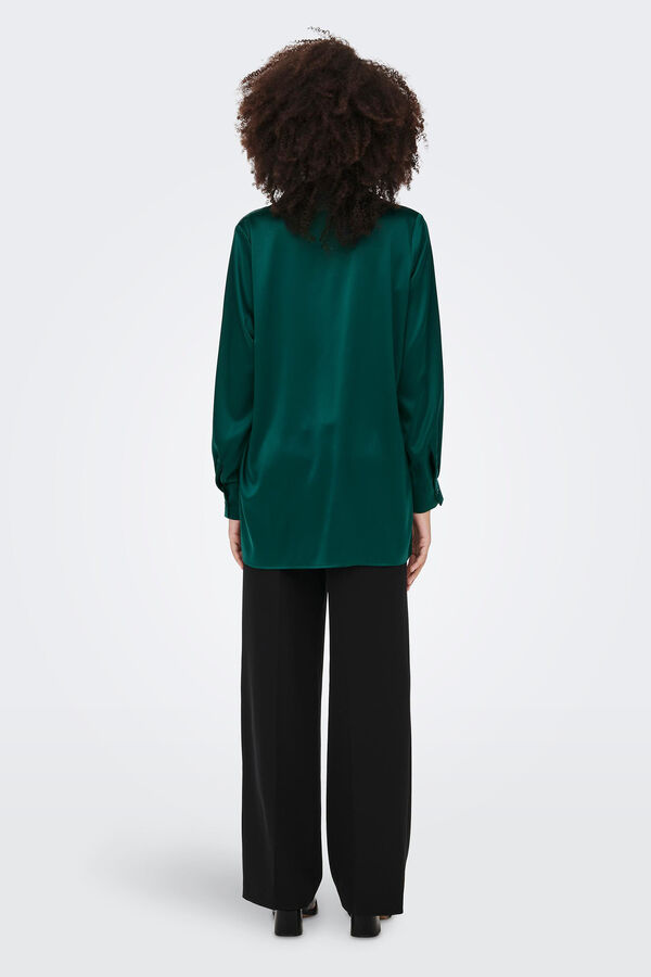 Only Oversized satin shirt green