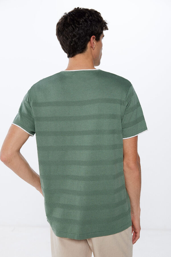 Springfield Short-sleeved textured jumper zelena