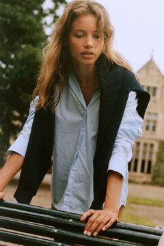 Springfield Camisa rayas larga azul