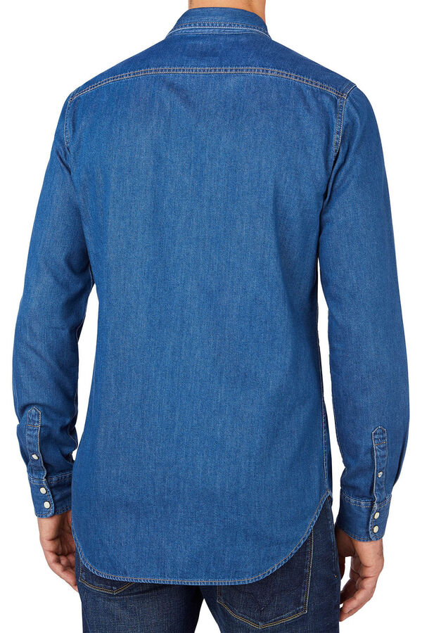 Springfield Camisa Denim Fit Regular azul medio