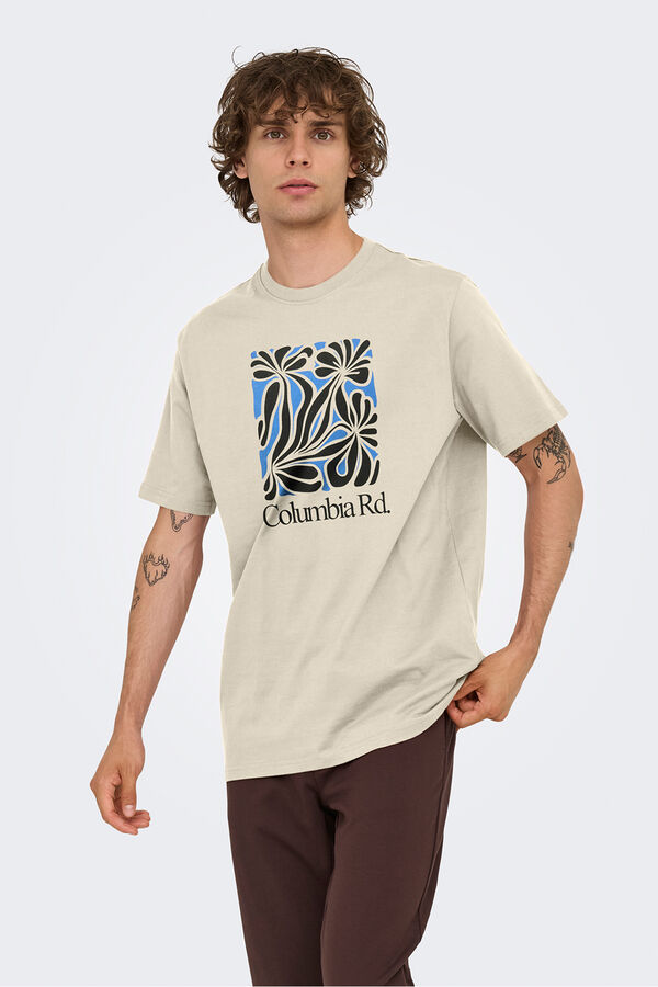 Only & Sons Camiseta dibujo frontal gris