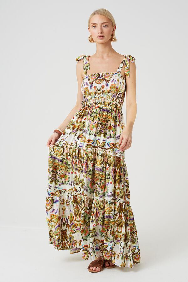 Brave Soul Vestido comprido com detalhe franzido verde