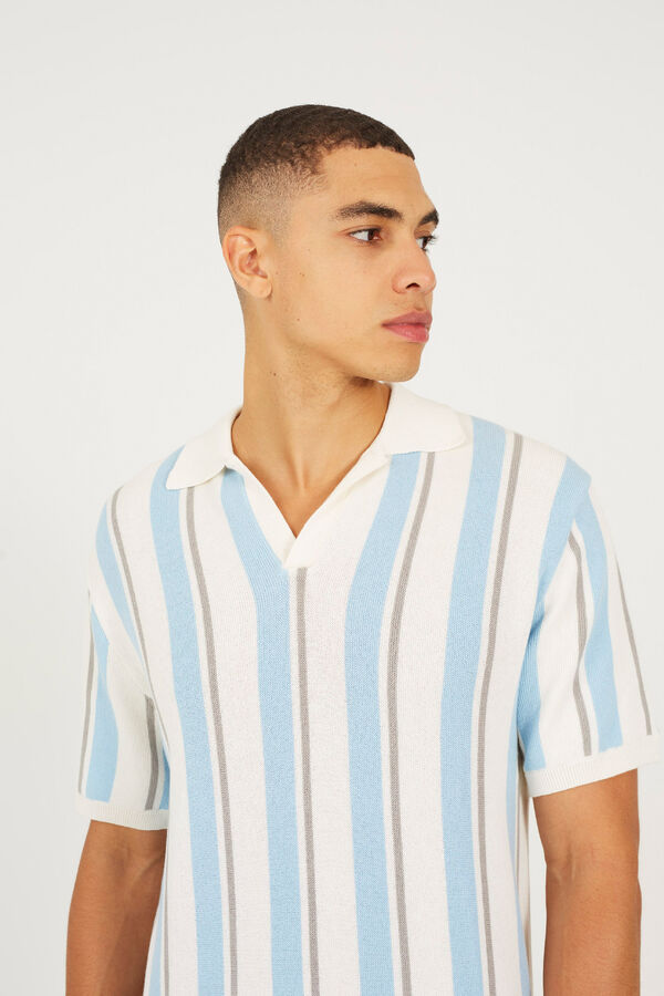 Brave Soul Jersey-knit polo shirt with short sleeves blue