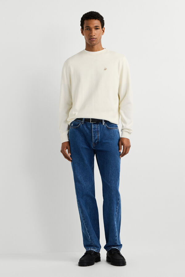 Pepe Jeans Round neck jumper with logo beige