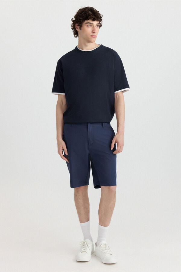 Springfield Wide & relaxed fit technical Bermuda shorts blue